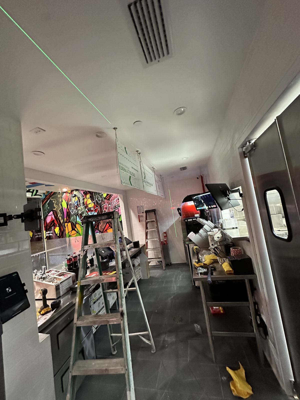Back of house kitchen and stainless prep line during build-out