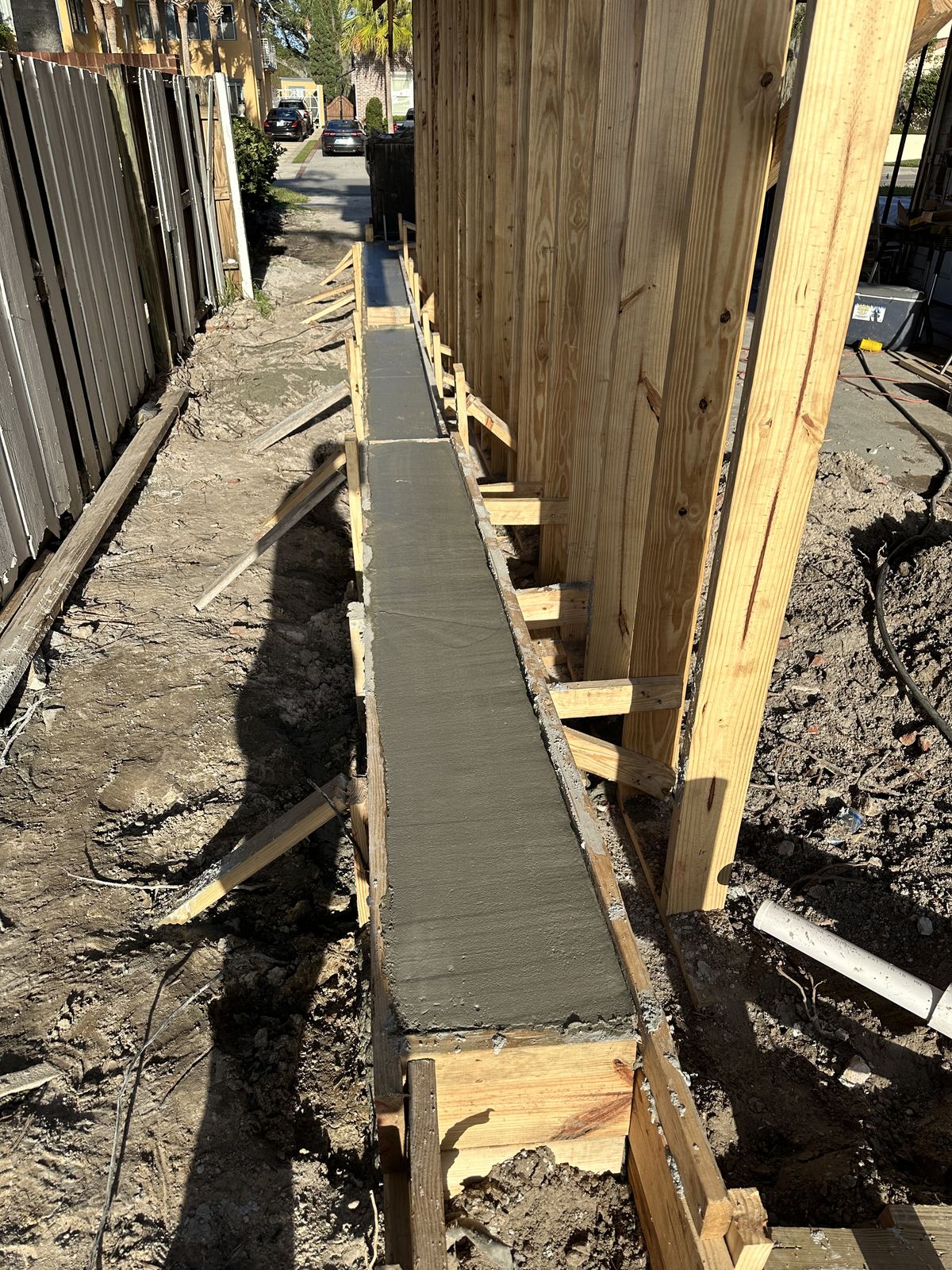 New foundation and framing for a home addition